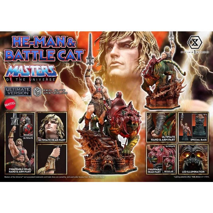 Masters of the Universe Real Elite Masterline Series Statue 1/4 He-Man & Battle Cat Ultimate Version 86 cm