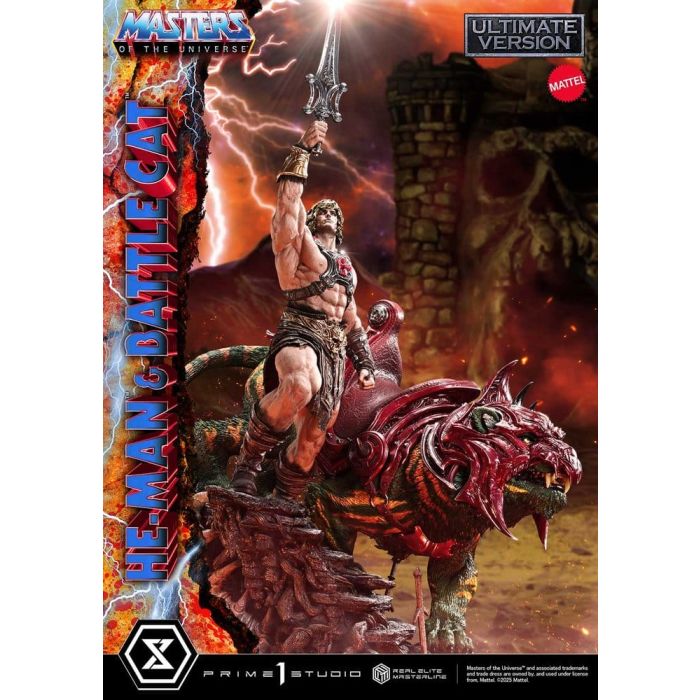Masters of the Universe Real Elite Masterline Series Statue 1/4 He-Man & Battle Cat Ultimate Version 86 cm