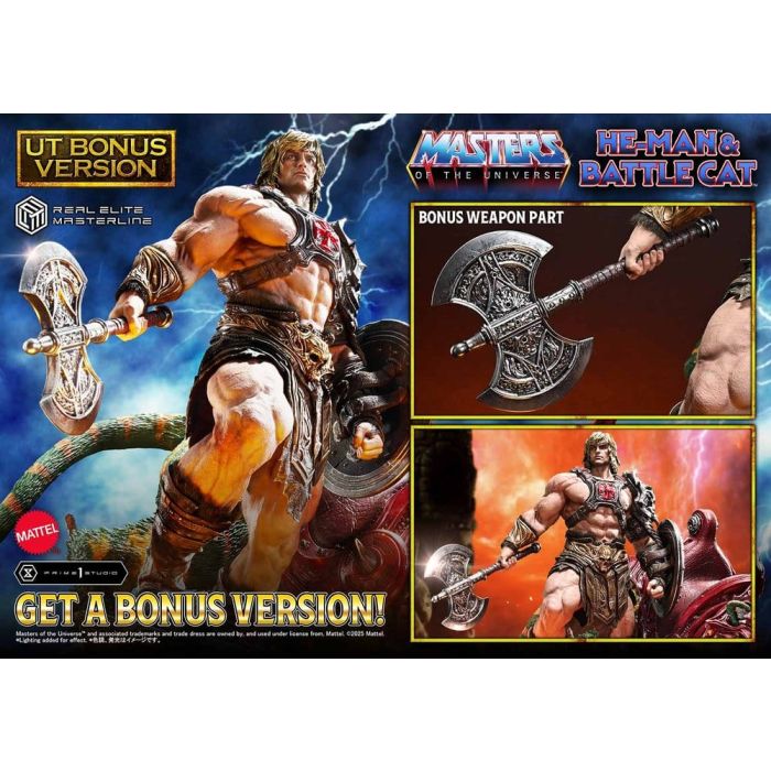 Masters of the Universe Real Elite Masterline Series Statue 1/4 He-Man & Battle Cat Ultimate Bonus Version 86 cm