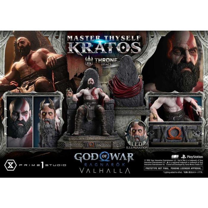Throne Legacy God of War Series Statue 1/3 Ragnarok Master Thyself Kratos  67 cm