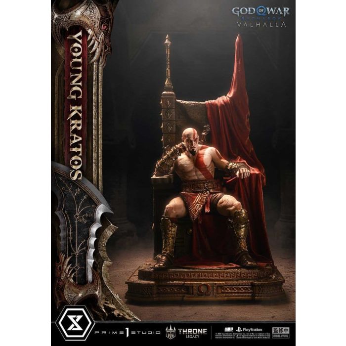 Throne Legacy God of War Series Statue 1/3 Ragnarok Young Thyself Kratos 91 cm