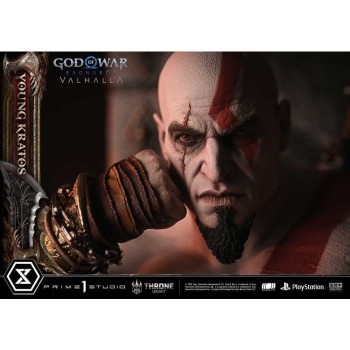 Throne Legacy God of War Series Statue 1/3 Ragnarok Young Thyself Kratos 91 cm