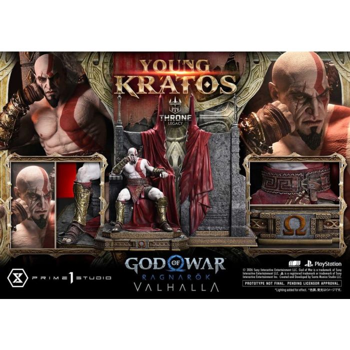Throne Legacy God of War Series Statue 1/3 Ragnarok Young Thyself Kratos 91 cm