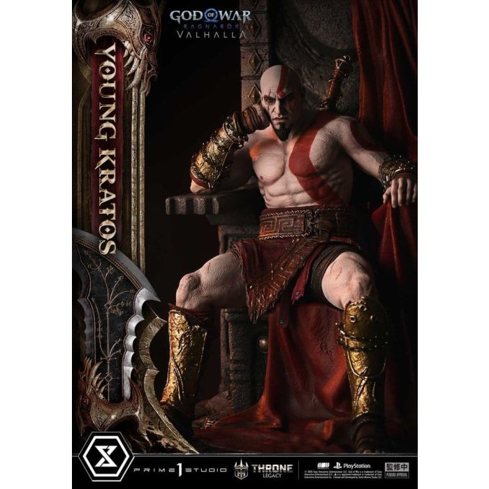 Throne Legacy God of War Series Statue 1/3 Ragnarok Young Thyself Kratos 91 cm