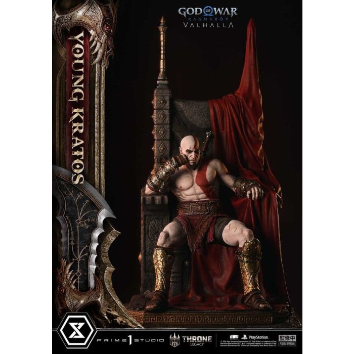Throne Legacy God of War Series Statue 1/3 Ragnarok Young Thyself Kratos 91 cm