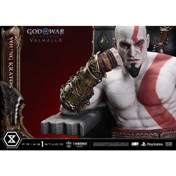 Throne Legacy God of War Series Statue 1/3 Ragnarok Young Thyself Kratos 91 cm