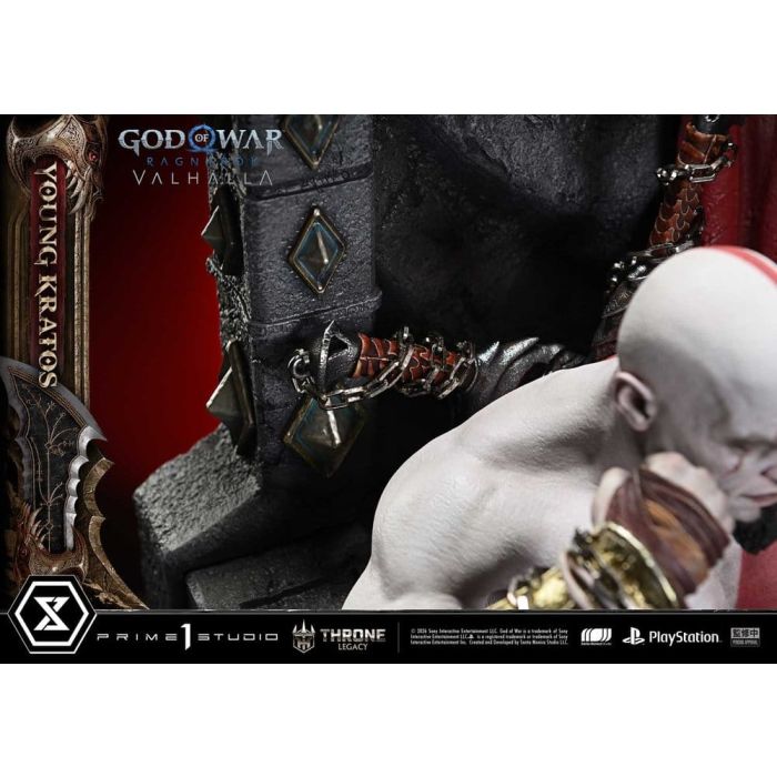 Throne Legacy God of War Series Statue 1/3 Ragnarok Young Thyself Kratos 91 cm
