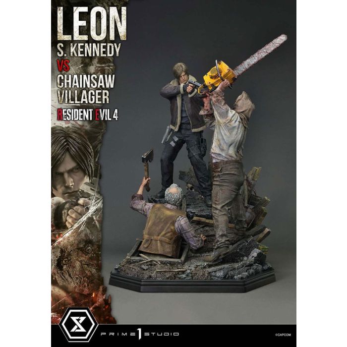 Resident Evil 4 Ultimate Premium Masterline Series Statue 1/4 Leon S. Kennedy vs. Chainsaw Villager Bonus Ver. 76 cm         