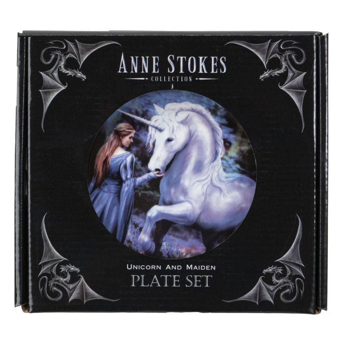 Anne Stokes Plates 4-Pack Unicorn and Maiden