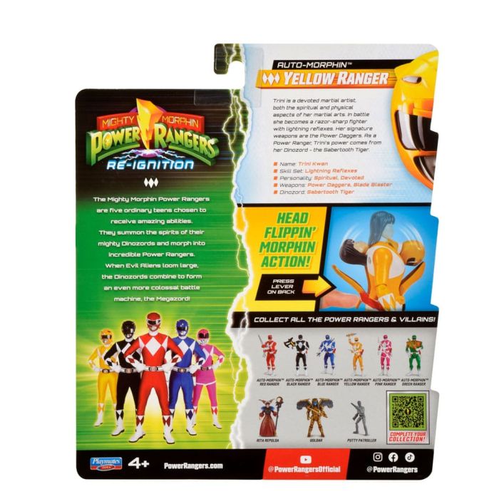 Mighty Morphin Power Rangers Action Figure Auto-Morphin Yellow Ranger 12 cm