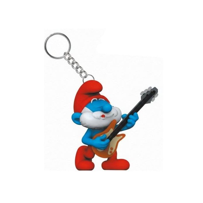 The Smurfs Keychain Papa Smurf with Guitar