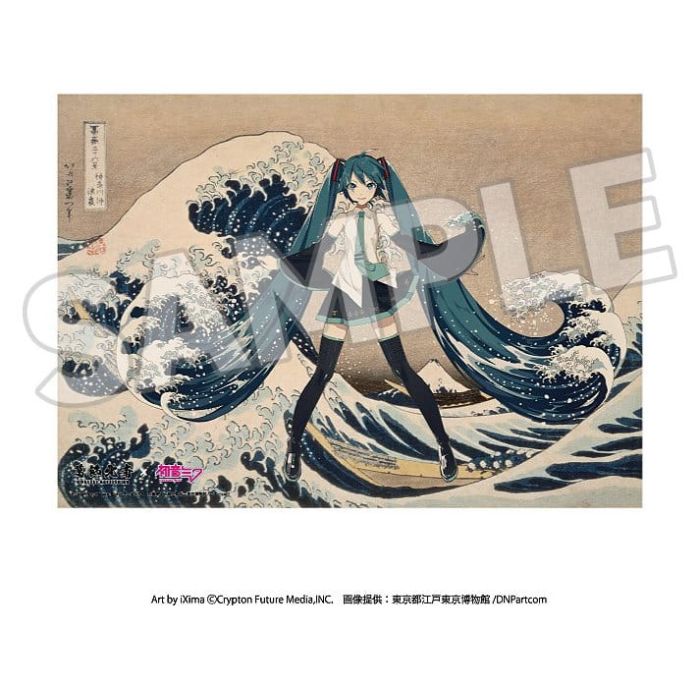 Katsushika Hokusai x Hatsune Miku Acrylic Panel Thirty-six Views of Mount Fuji The Great Wave off Kanagawa 30 cm
