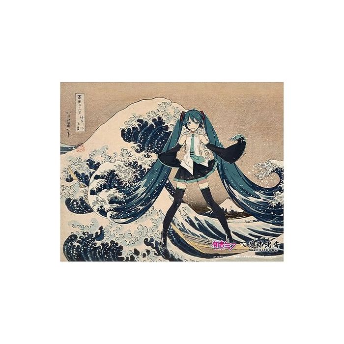 Hatsune Miku x Katsushika Hokusai iXima Canvas Art The Great Wave off Kanagawa/Fine Wind, Clear Morning 27 x 22 cm