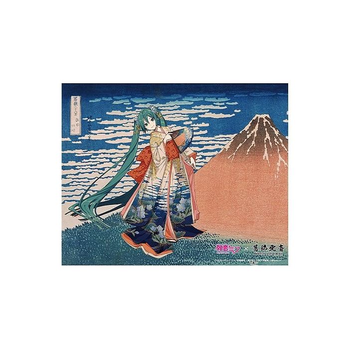 Hatsune Miku x Katsushika Hokusai iXima Canvas Art The Great Wave off Kanagawa/Fine Wind, Clear Morning 27 x 22 cm