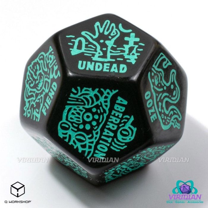 Viridian Jumbo Dice Monster Generator Die D12 Black 