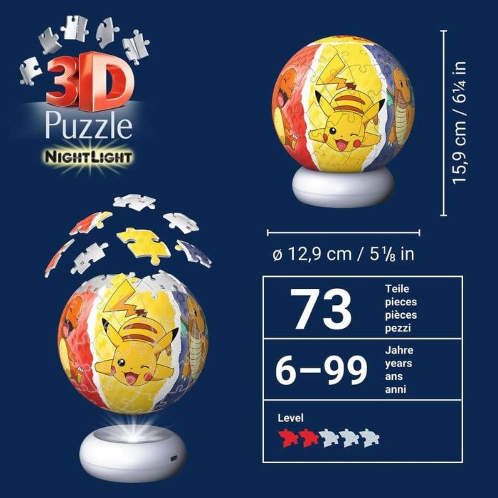 Pokémon 3D Jigsaw Puzzle Ball Nightlight (73 Pieces)