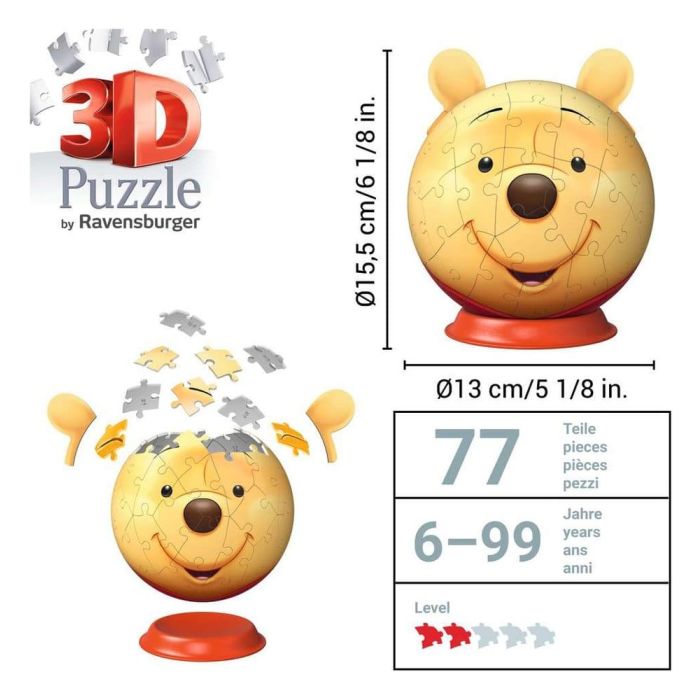 Winnie the Pooh 3D Jigsaw Puzzle Ball with Ears (77 Pieces)
