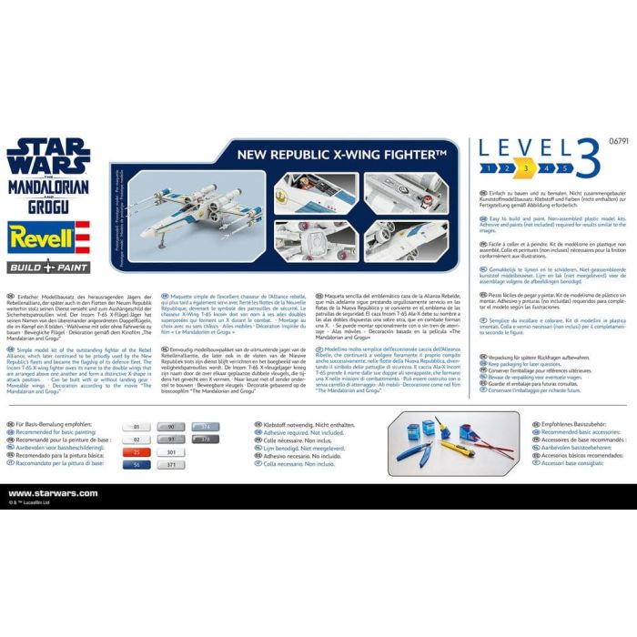 Star Wars The Mandalorian and Grogu Revell Model Kit 1/57 New Republic X-Wing Fighter 22 cm