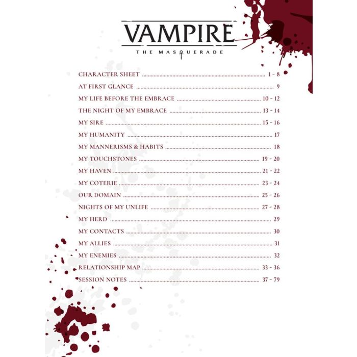 Vampire: The Masquerade 5th Edition RPG Journal Expanded Character Sheet Journal *Englische Version*