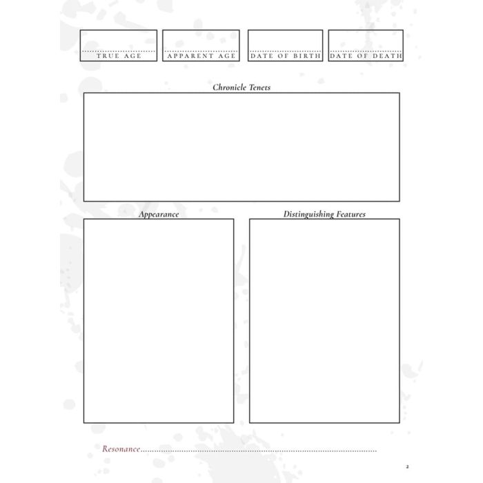 Vampire: The Masquerade 5th Edition RPG Journal Expanded Character Sheet Journal *Englische Version*