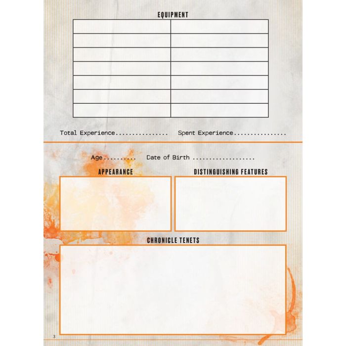 Hunter: The Reckoning 5th Edition RPG Journal Expanded Character Sheet Journal *Englische Version*