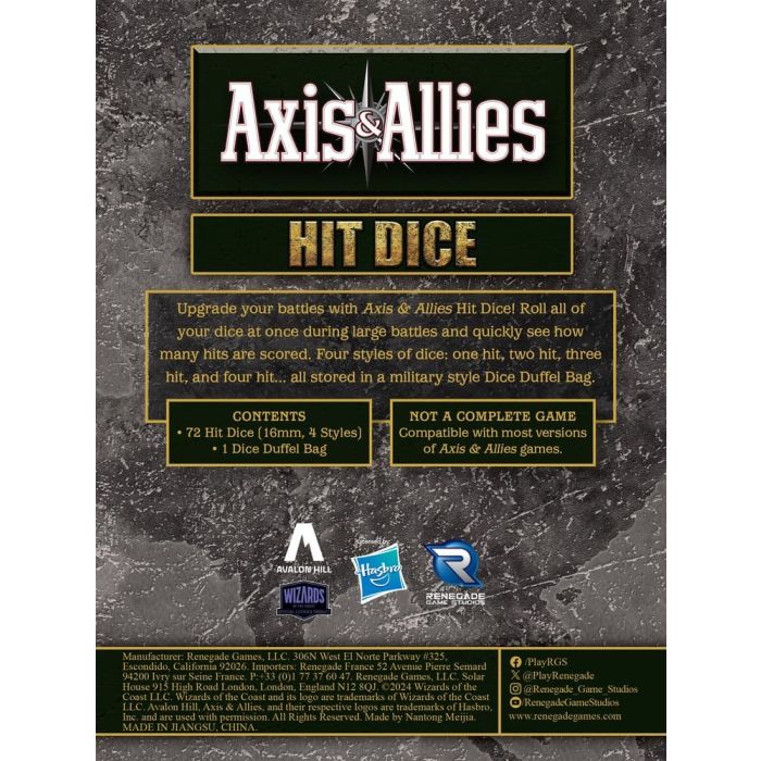 Avalon Hill board game Axis & Allies: Hit Dice Extension