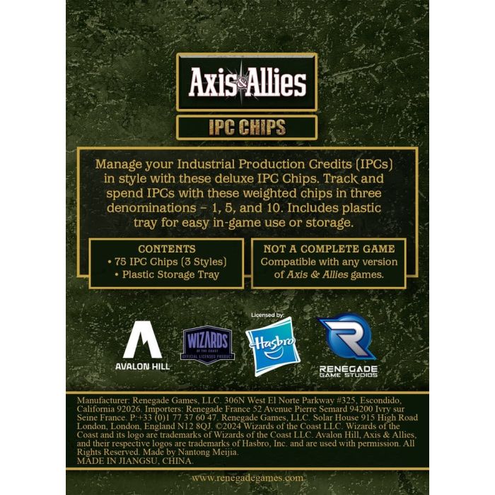 Avalon Hill board game Axis & Allies: IPC Chips Extension