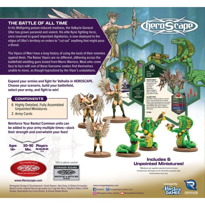 Heroscape Army Expansion Age of Annihilation Elites of Ullar & Ranoc Vipers (Common) *English Version*