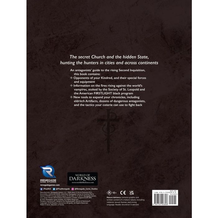 Vampire: The Masquerade 5th Edition RPG book Second Inquisition *Englische Version*