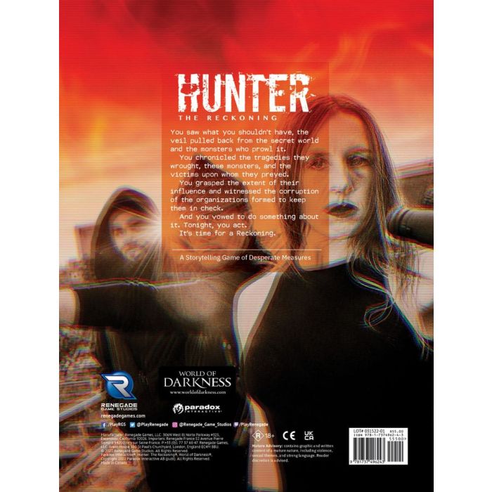 Hunter: The Reckoning 5th Edition RPG book Game Core Rulebook *Englische Version*
