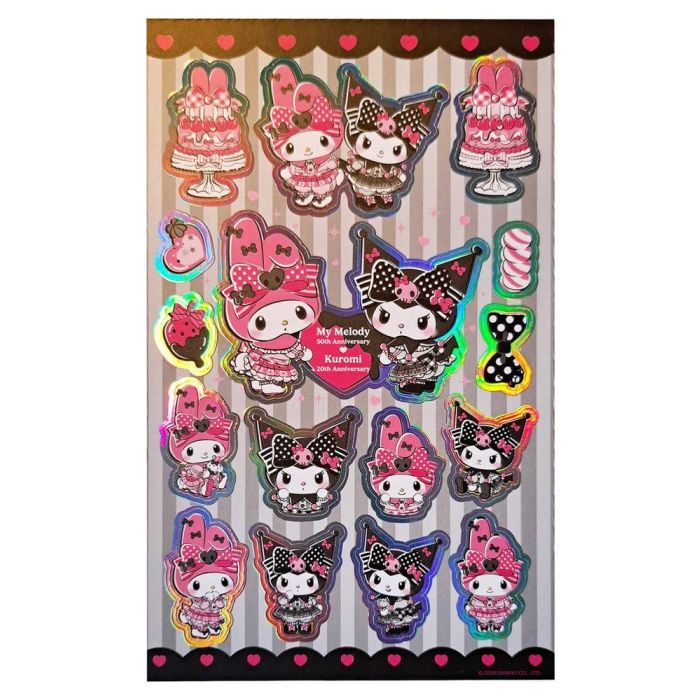 Sanrio Pink Black Party Series Sticker Pack Kuromi & My Melody 