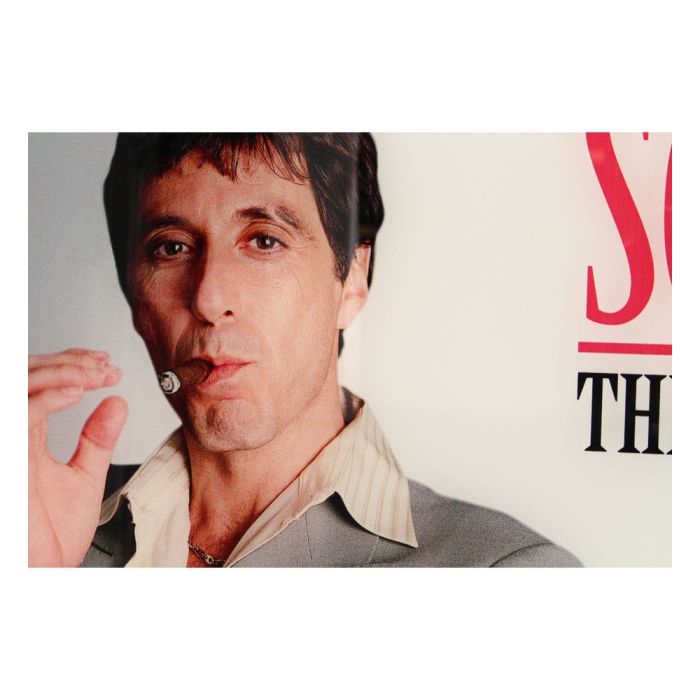 Scarface Glass Poster The World Is Yours (Grey Background) 60 x 30 cm