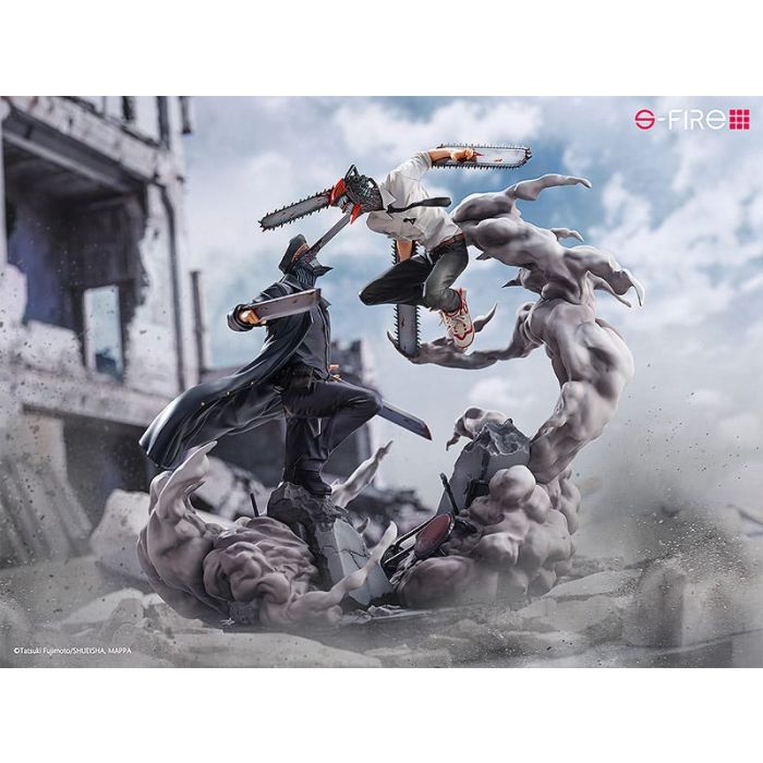 Chainsaw Man Statue Super Situation Figure Chainsaw Man vs. Samurai Sword 26 cm