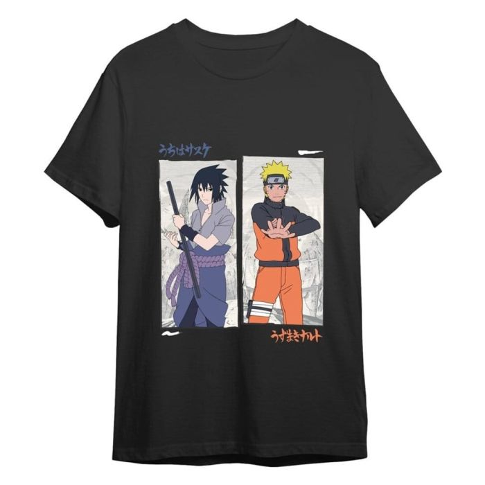 Naruto Shippuden T-Shirt Naruto vs Sasuke Black Size M
