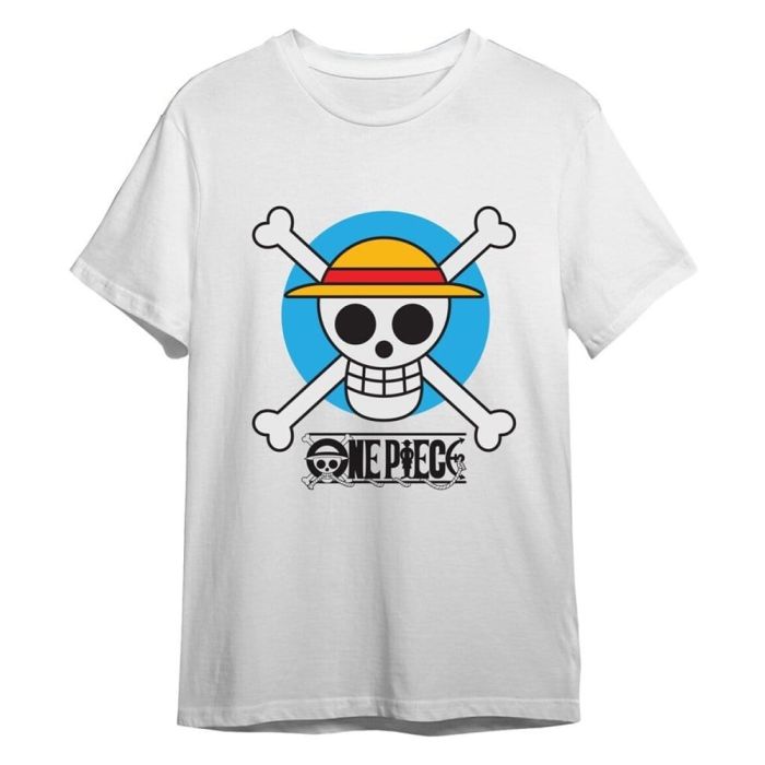 One Piece T-Shirt Circle Skull White Size S