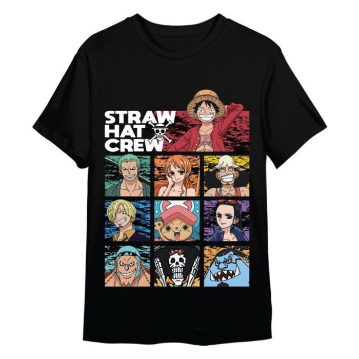 One Piece T-Shirt Straw Hat Crew Black Size S