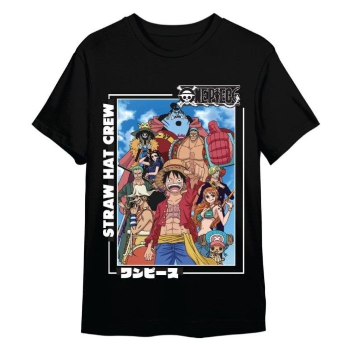 One Piece T-Shirt Straw Hat Crew Black Size M