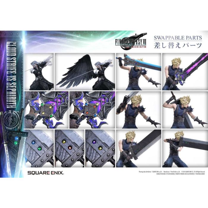 Final Fantasy VII Rebirth Statues 2-Pack 1/4 Cloud Strife vs Sephiroth 69 cm  