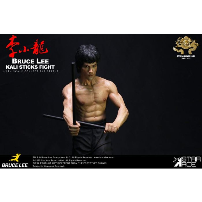Enter the Dragon Movie Statue 1/6 Bruce Lee Kali Sticks Fight Normal Basement Version 30 cm
