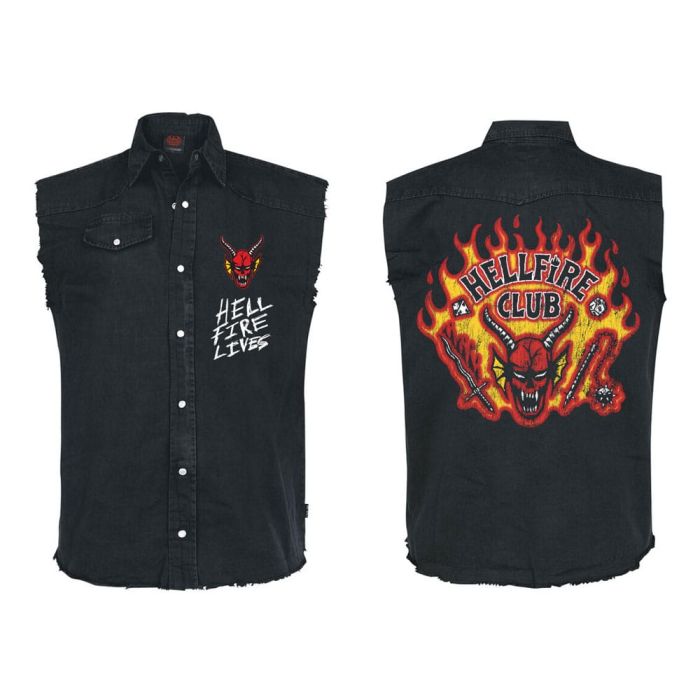 Stranger Things Work Shirt Hellfire Distressed Size S