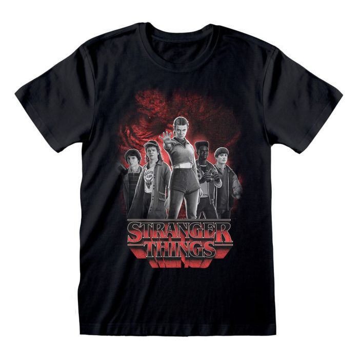 Stranger Things T-Shirt Group with Vecna behind Balck and White Size L