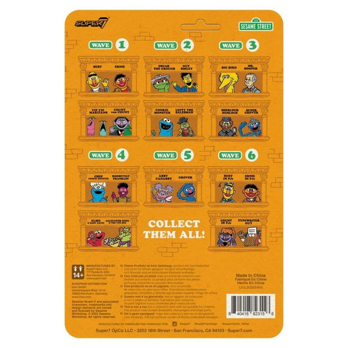 Sesame Street ReAction Action Figure Wave 06 Bert (PJ) 10 cm