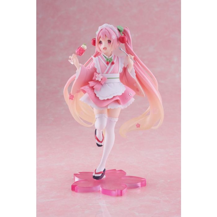 Hatsune Miku PVC Statue Newley Written Sakura Miku Japanese Cafe Ver. Reissue 18 cm