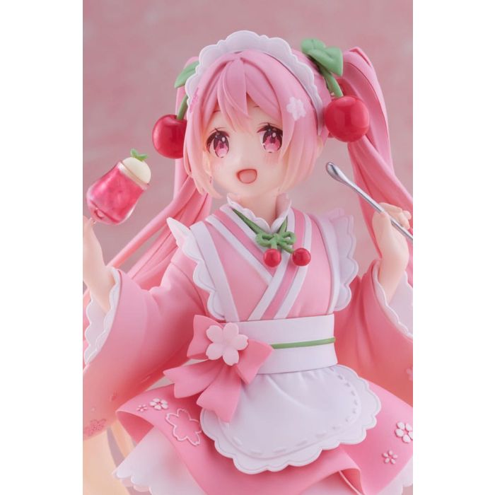 Hatsune Miku PVC Statue Newley Written Sakura Miku Japanese Cafe Ver. Reissue 18 cm