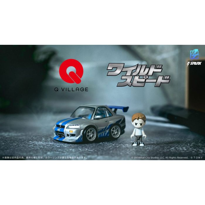 Fast & Furious Q-Village Vehicle with mini-figure Nissan Skyline GT-R (R34) 9 cm