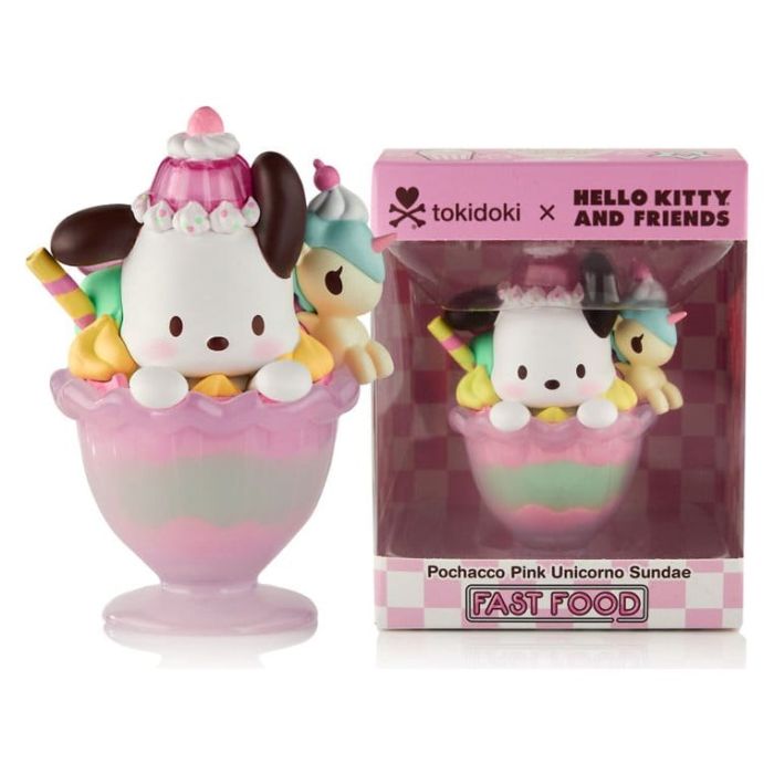 Hello Kitty & Friends Window Box Figure Fast Food Pochacco Pink Unicorn Sundae 9 cm
