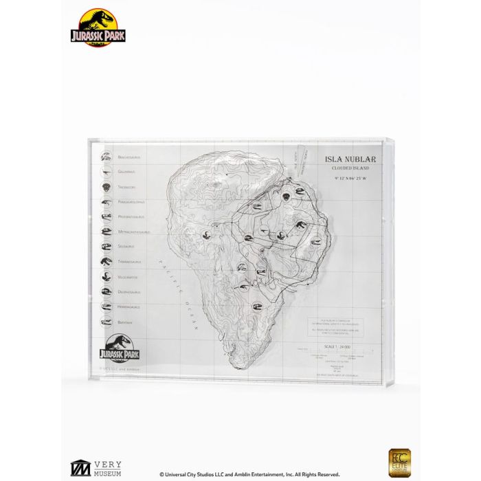 Jurassic Park Topographic Map Isla Nublar 