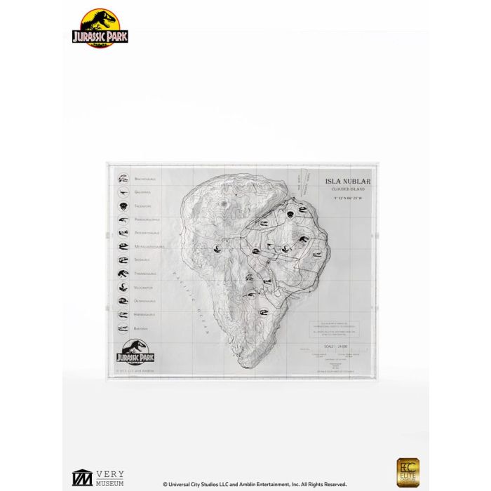 Jurassic Park Topographic Map Isla Nublar 