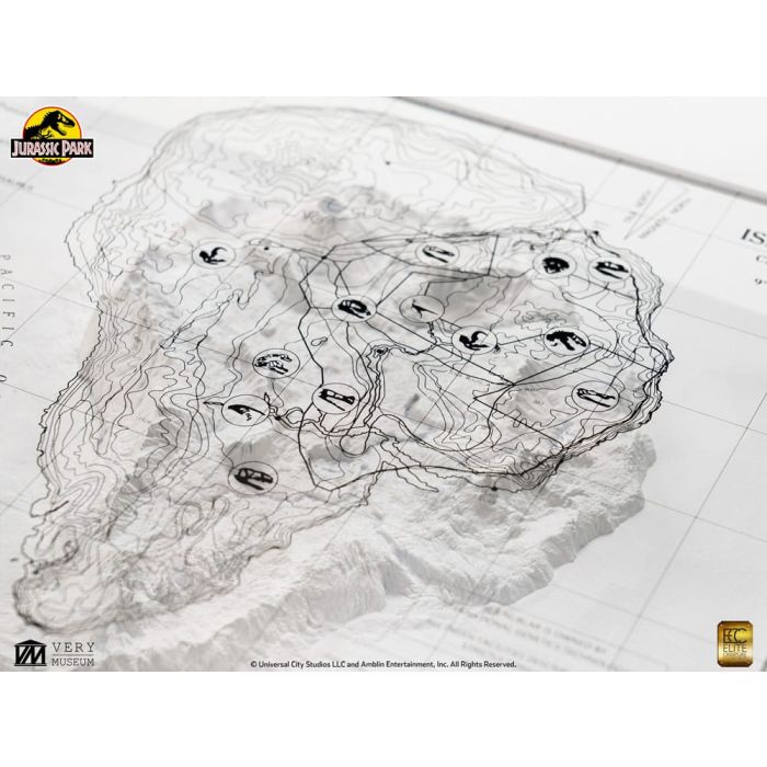 Jurassic Park Topographic Map Isla Nublar 
