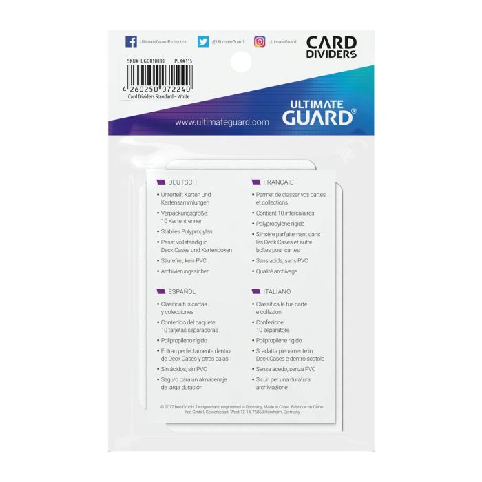 Ultimate Guard Card Dividers Standard Size (10) - White